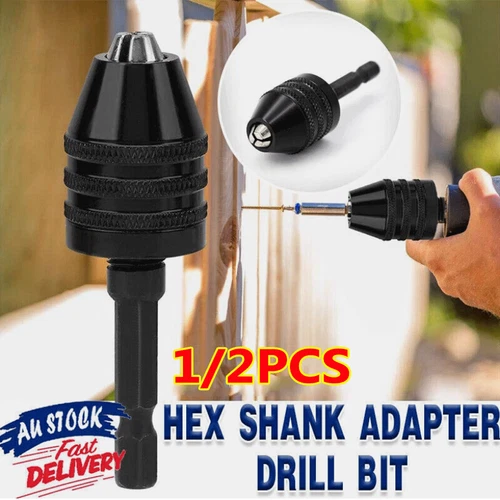 1/4" Keyless Chuck Conversion Hex Shank Adapter Drill Bit Quick Change