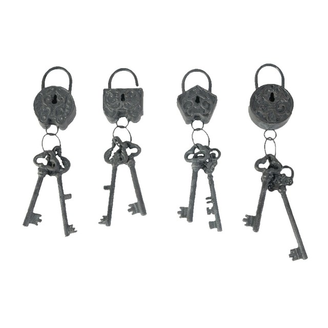 Cast Iron Decorative Skeleton Keys & Lock Set Of 4 33439 eBay