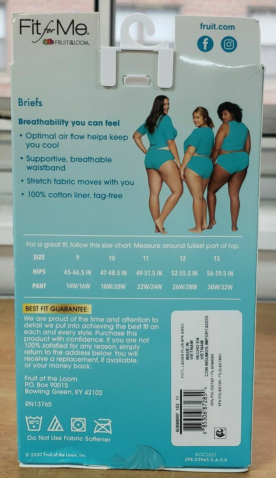 FIT FOR ME WOMENS 11/3X BREATHABLE MICRO MESH BRIEF UNDERWEAR 6 PK