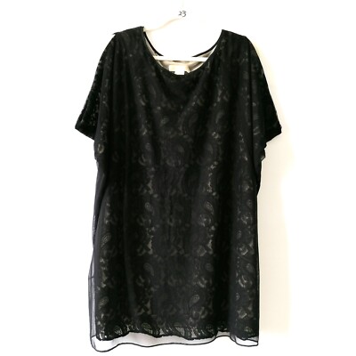 Michael Michael Kors Womens Black Cold Shoulder Lace Top Blouse Size 2X