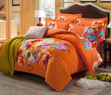 ORANGE Tropical Florida Beach Floral Coverlet...