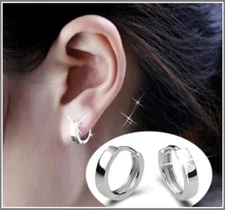 925 Sterling Silver Hoop Earrings 12mm Men And Women