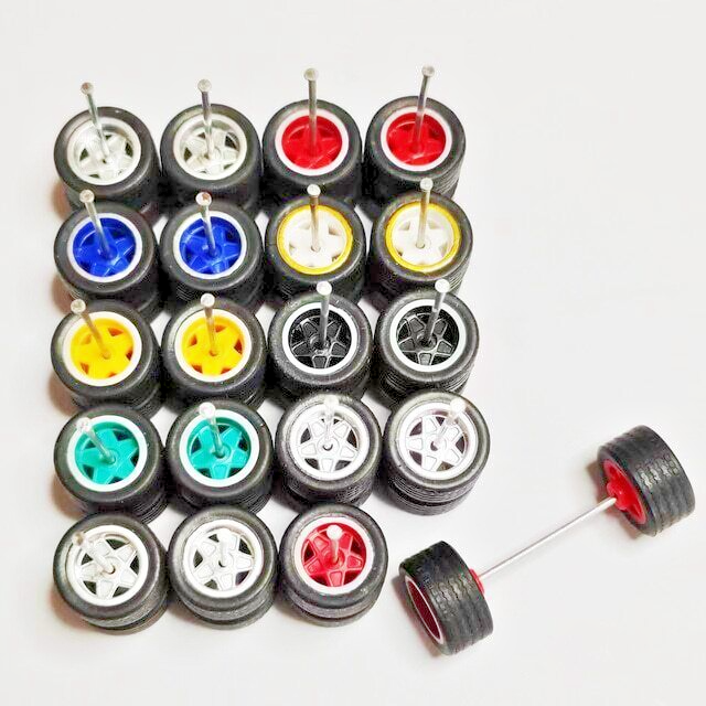 10 Sets Mixed Color 5 Star Hot Wheels Rims & Real Riders Rubber