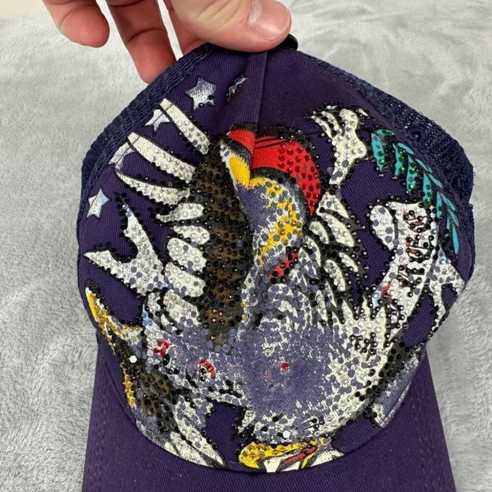 Ed Hardy by Christian Audigier Purple Eagle Graphic Trucker Hat Unisex One Size eBay
