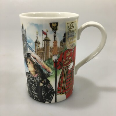 Dunoon London Stoneware Mug 10 oz Beefeater Queen's Guard Bridge Helen Sandiford