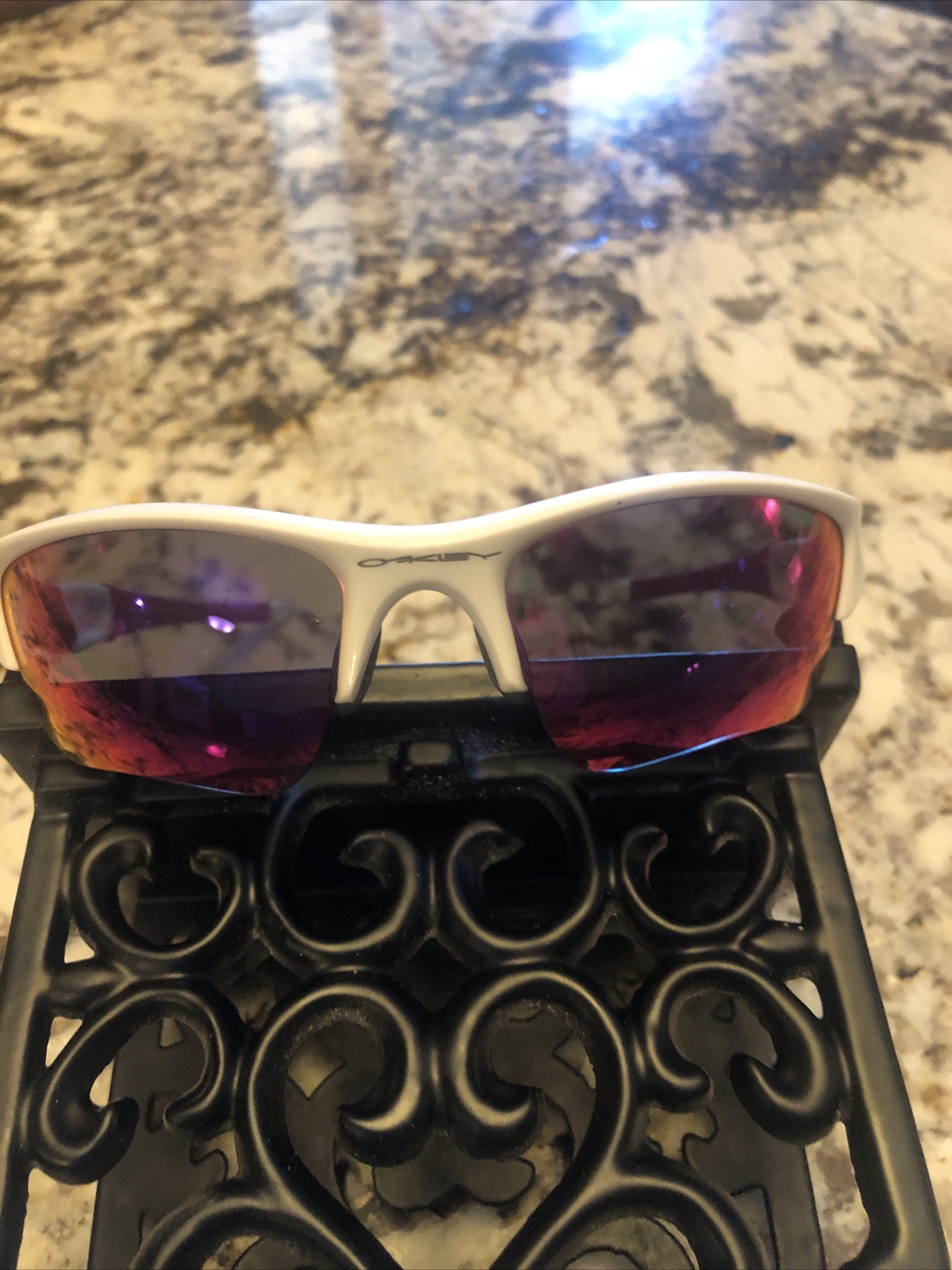 Oakley Men's Flak Red White Iridescent Sunglasses Gem