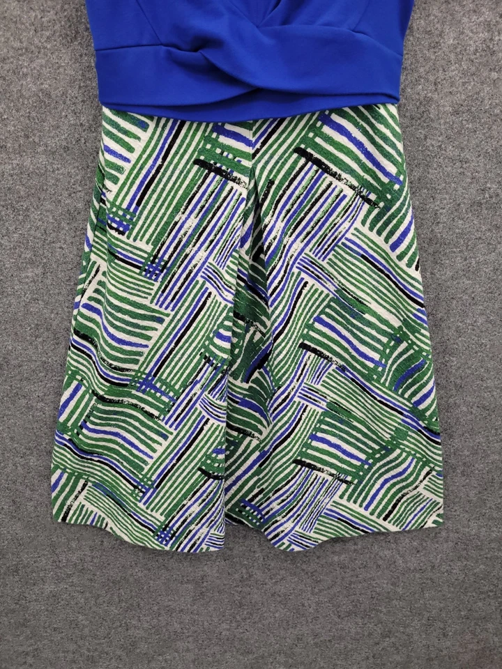 Vestido HD in Paris Anthropologie para mujer 4 sin mangas cuello en V línea A azul multi Foto 3 de 4