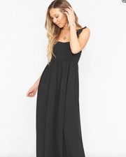 NWT Show Me Your MuMu Small Jenn Maxi Dress Gown Black Chiffon