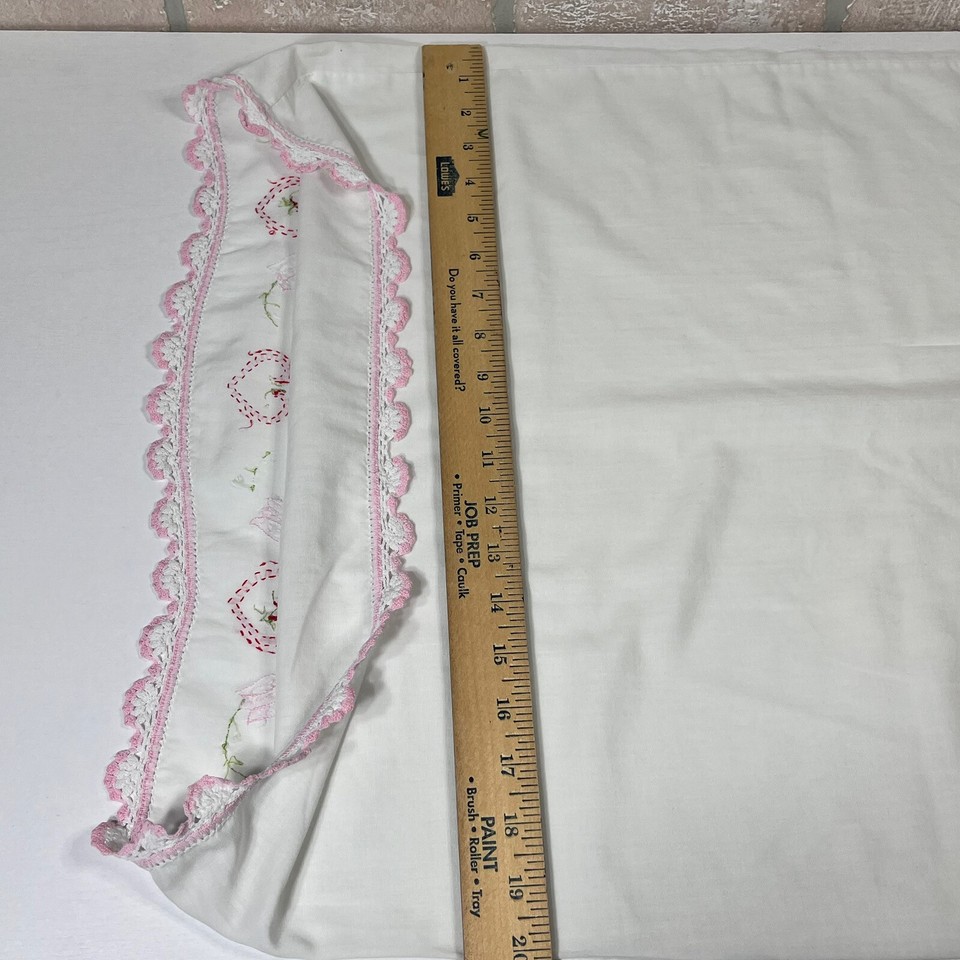 Vintage Crocheted Embroidered Pillowcases Lot of 4 Rosettes eBay