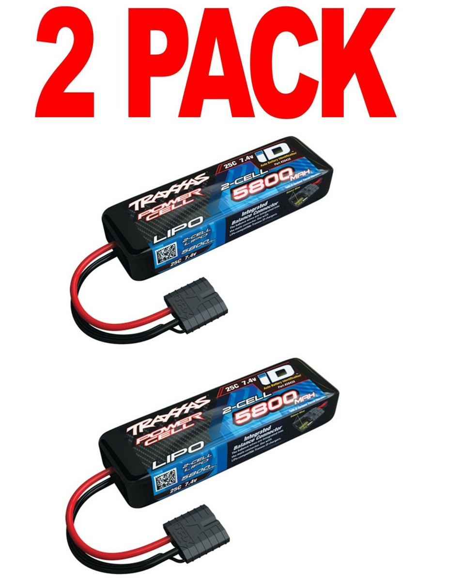 Traxxas 2843X 2S 7.4V 5800mAh 25C LiPo Battery w/iD Connector DUAL
