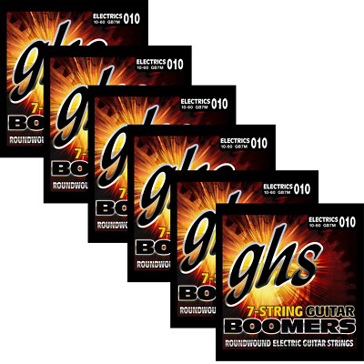 6 Sets GHS GB7M Boomers 7-String Medium Heavy Electric Guitar Strings 10-60