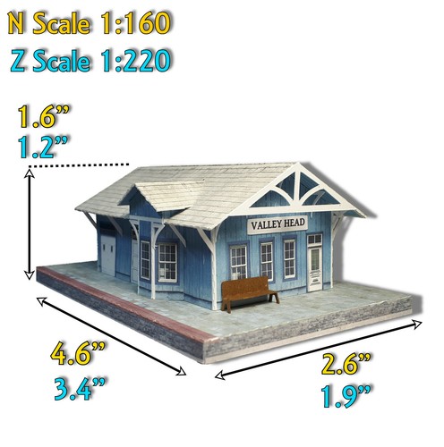 Z Scale or N Scale Building Model Train Station - Pre-Cut Cardstock Kit - Picture 2 of 12