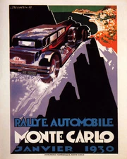 POSTER 1930 MONACO MONTE CARLO CAR AUTOMOBILE RALLY VINTAGE REPRO FREE S/H