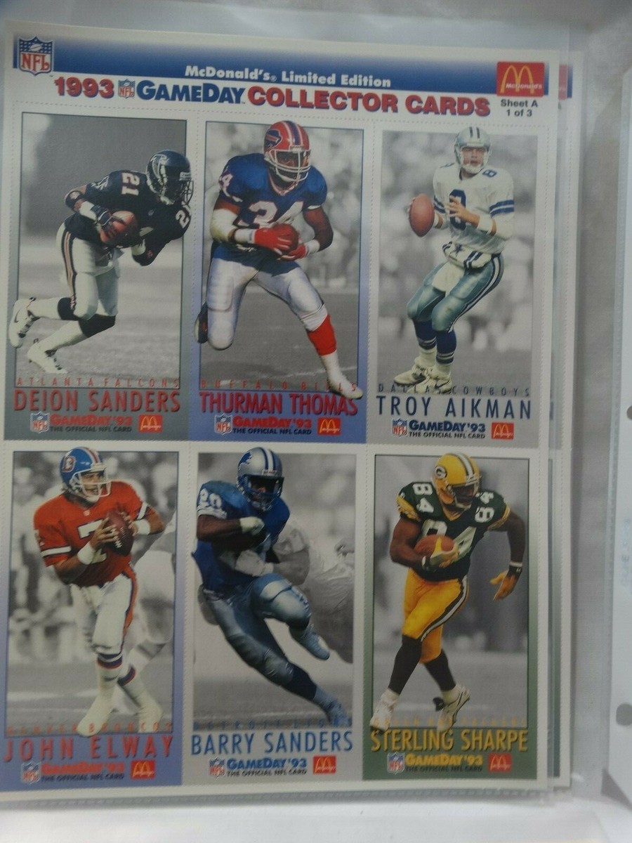 mcdonalds limited edition 1993 gameday collector cards value Amazon.com: 1993 GameDay 93 Chiefs Team McDonald's McDonalds Football Card  Complete Set Uncut Sheet 1 2 3 A B C Joe Montana Derrick Thomas Game Day  NFL : Collectibles & Fine Art