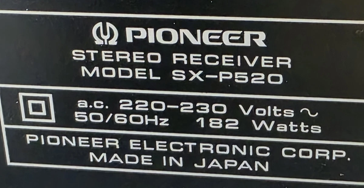 Pioneer SX-P520 Stereo Receiver Synthesizer Tuner 