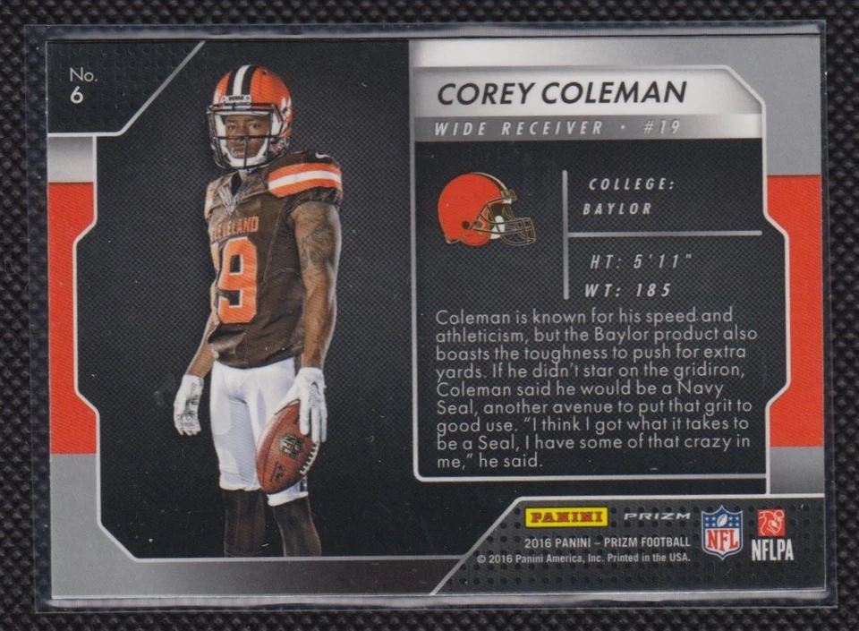 2016 Panini Prizm Rookie Introductions Corey Coleman Cleveland Browns #6 - Image 2 of 2
