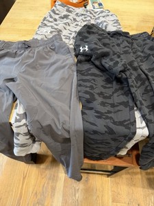 Lot Of 3 Gray & Camo Boys UA Under Armour  Pants Size Youth Large LG Jogger