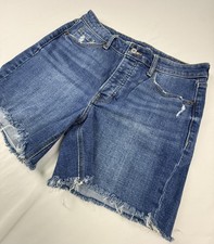 Old Navy Jean Shorts Womens 12 Blue High Rise OG Straight Cutoff Frayed Denim