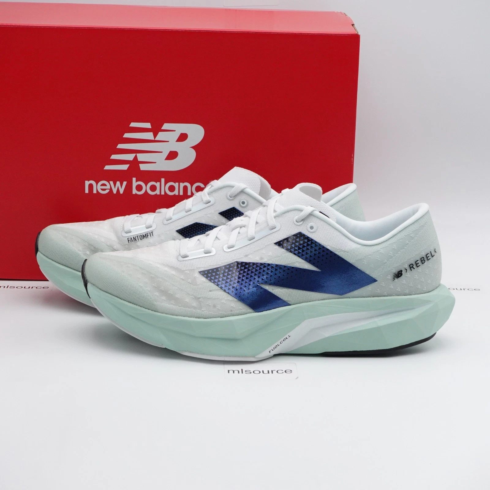New Balance Men's WIDE 2E FuelCell Rebel v4 Running Shoes MFCXCE4 Clay Ash/White