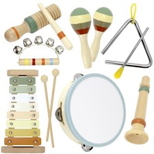 Baby Musical Instruments Montessori Wooden Toys for Toddlers, Neutral Colors...