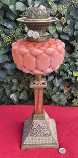 Antique Victorian/Edwardian Oil Lamp in Pink A1 Duplex Burner