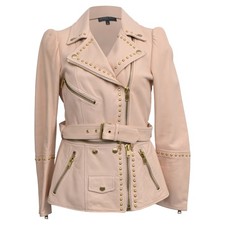 Alexander Mcqueen Studded Jacket In Leather Women Nude Size 40