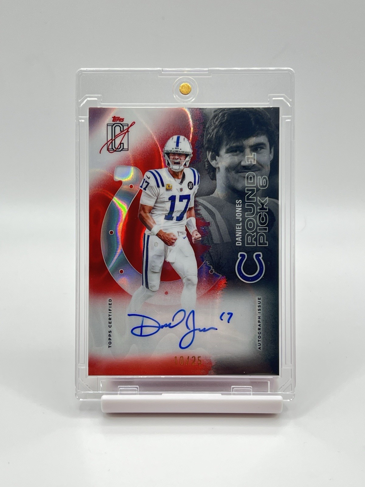 2025 Topps Signature Class Football - #59 Daniel Jones Vet. Class Auto Red /25