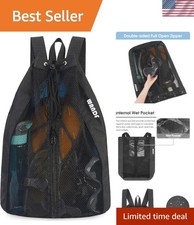 Swim Bag Mesh Drawstring Backpack Beach Backpack for Swimming, Gym, and Worko...