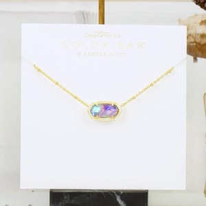 Authentic NWOT Kendra Scott Elisa Satellite Lilac Abalone Pendant Necklace Gold Plated
