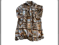 Nasty Gal Aztec Boho Chic Multicolor Wool Blend Midi Sweater Jacket Sz L