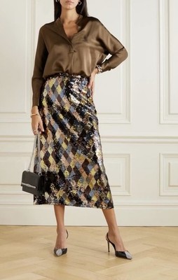 RIXO Kelly sequined harlequin midi skirt size 8