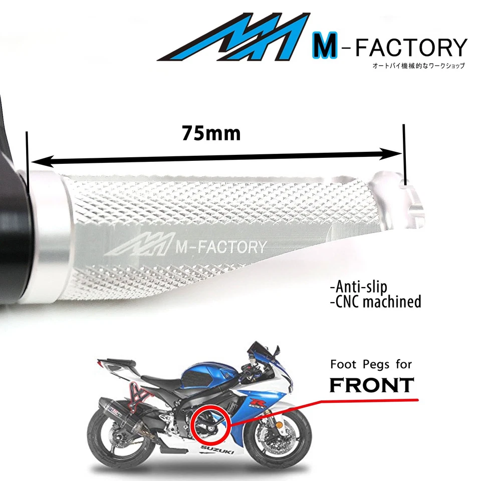 Clavijas de pie de extensión CNC Shinob 25 mm para Suzuki GSXS1000 GSXS125 GSXS750 Foto 2 de 4