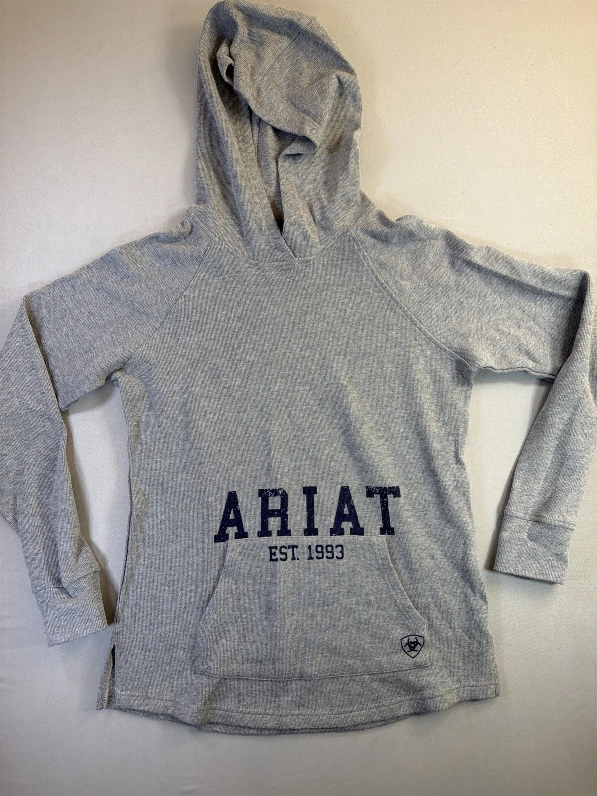 Ariat Women's Gray Thermal Hoodie Sweatshirt Size Medium Logo Est 1993