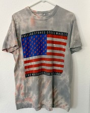 Vintage Rolling Stones Shirt XL White Steel Wheels Tour 1989 80s Single Stitch