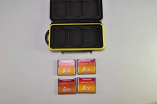 Lot of 4 Transcend 8GB CompactFlash CF Cards 133x Speed + Rugged Waterproof Case