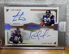 2025 Panini Flawless Randy Moss Cris Carter Dual On Card Auto /25 Vikings HOF