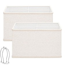 Rectangle Lamp Shades Set of 2, 16"L x 8"W x 10"H Large Beige Lampshades for ...