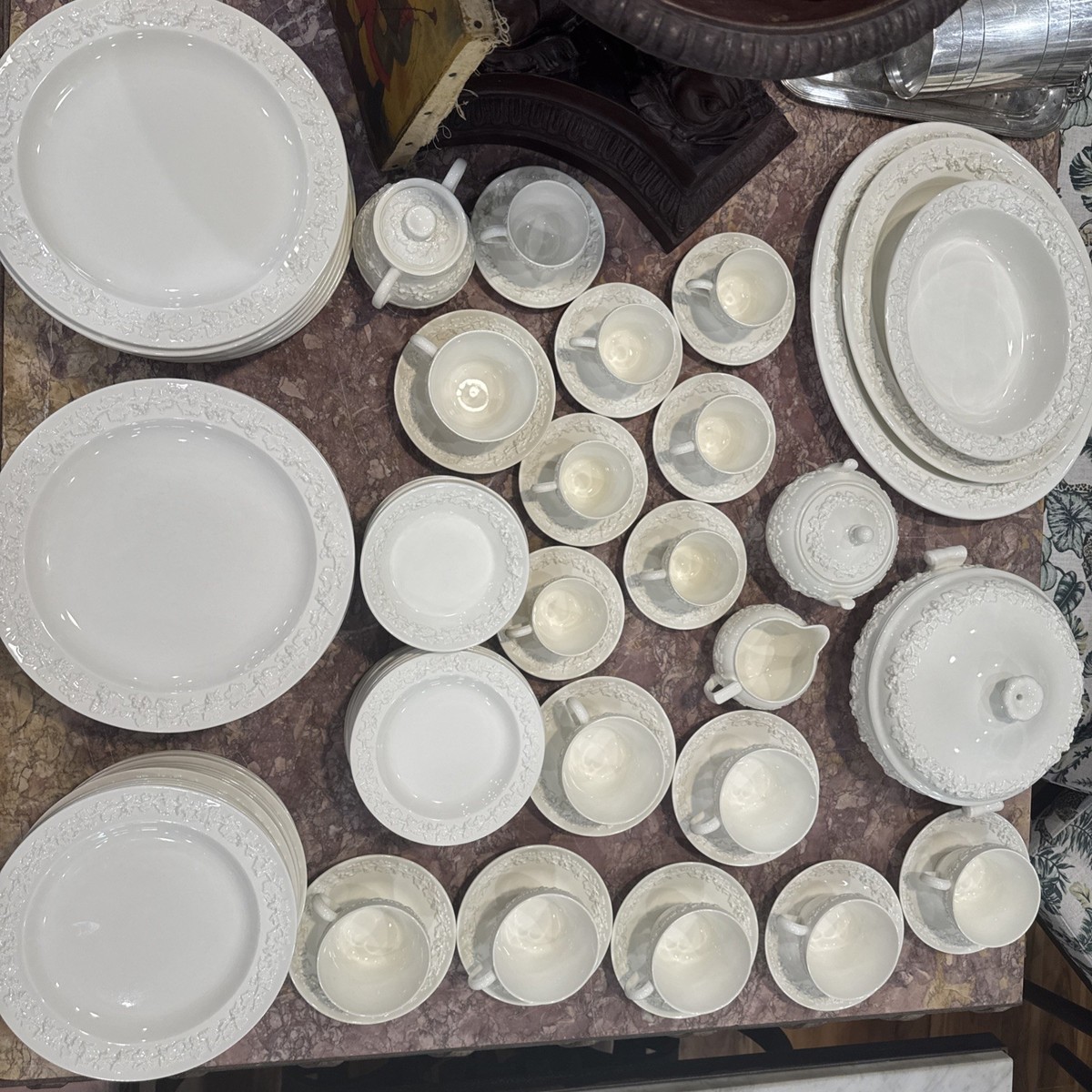 84 PIECE Cream WEDGWOOD QUEENSWARE CHINA. Made In England