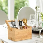 Lynen 4 Compartments Bamboo Kitchen Cutlery Caddy Utensil Rack Holder Divider