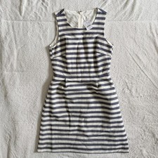 J.Crew Grey Striped Cotton Sheath Dress Sz 0 Nautical Old Money Quiet Luxury NWT