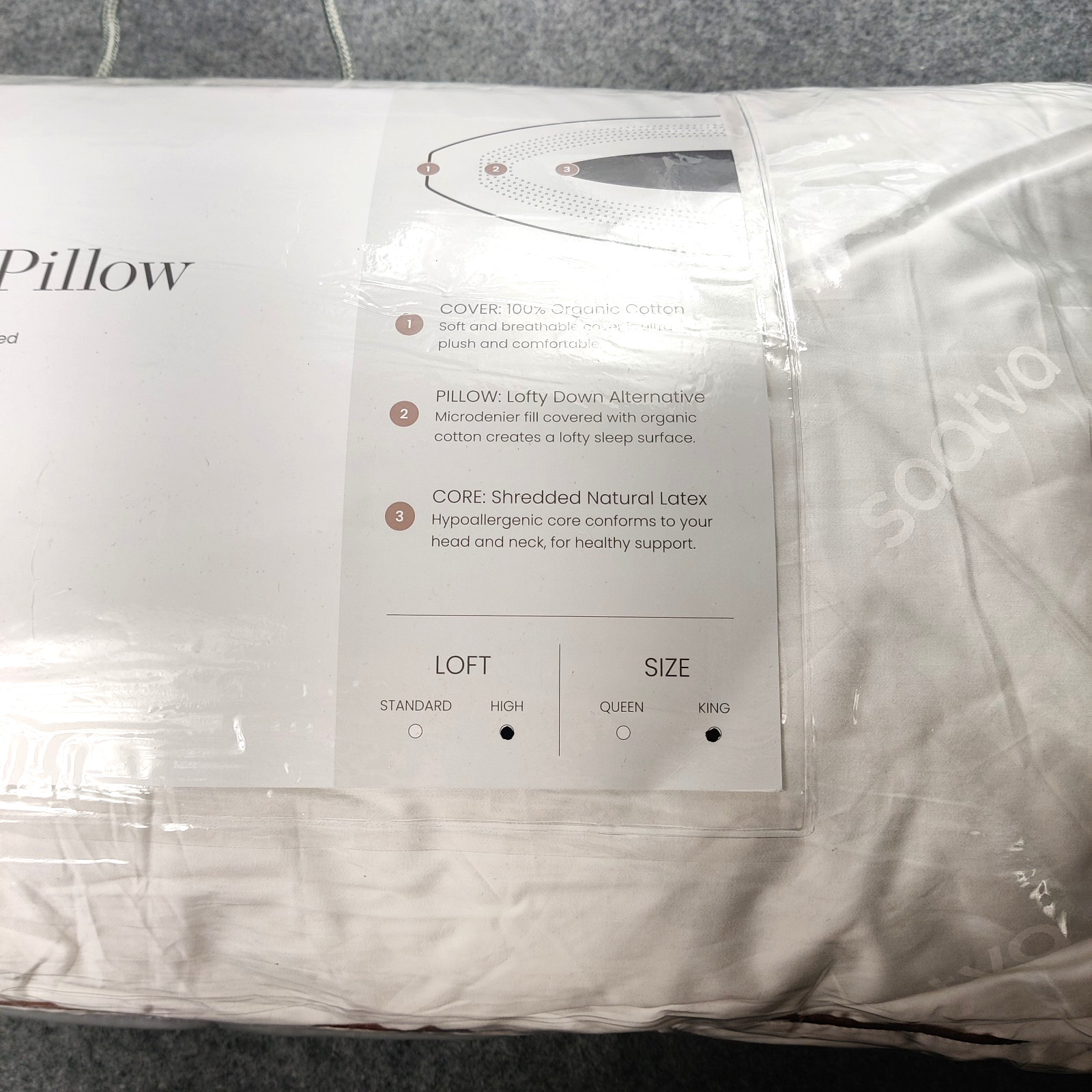 SAATVA LATEX PILLOWS KING SIZE WHITE  ORGANIC COTTON LUXURY HOTEL COMFORT