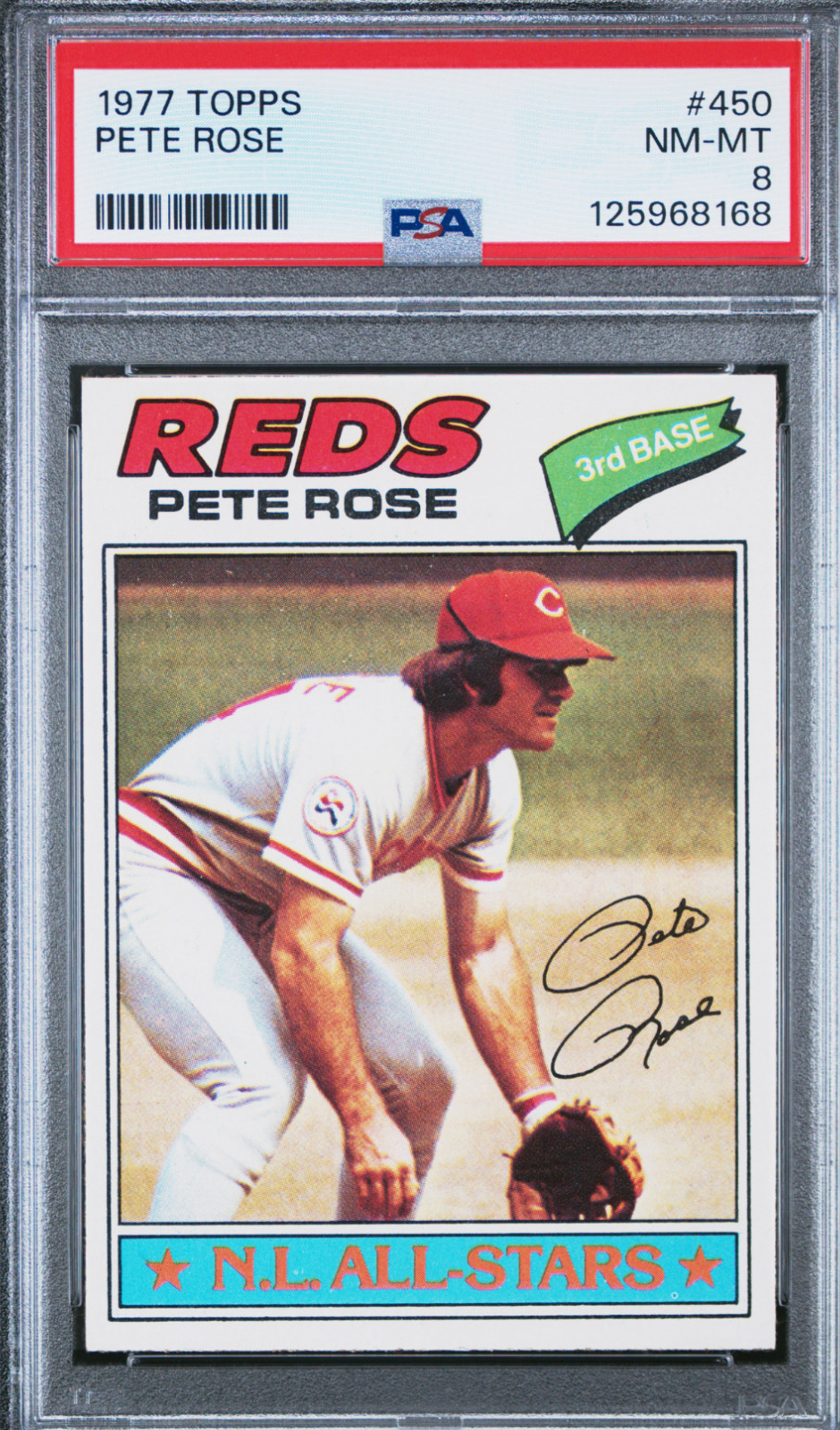 1977 Topps #450 Pete Rose Cincinnati Reds PSA 8