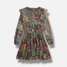 Polo Ralph Lauren Kid's Green Patchwork-Print Chiffon Dress Size 6