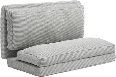 3-in-1 Folding Sofa Bed with Washable Cover & Memory Foam - Light Grey Full
