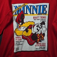 Vintage 90s Minnie Mouse Disney Magazine Cover Red Graphic T-shirt Made in USA
