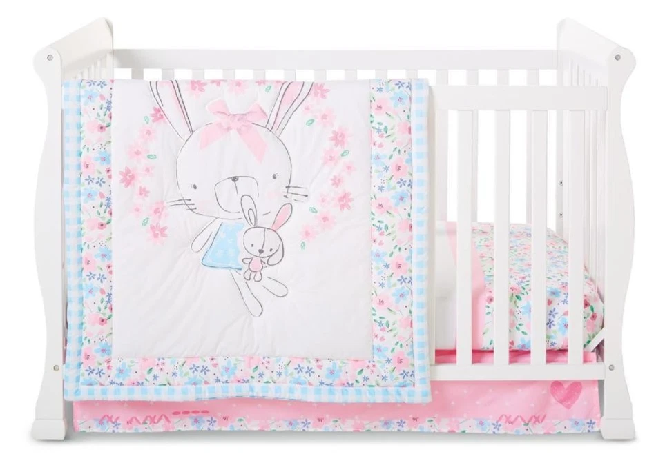 Little Wonders Little Friends 3-Piece Baby Crib Bedding Set Rabbit Bunny NEW