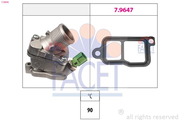Thermostat liquide de refroidissement FACET 7.8606 résout les pannes de chauffage moteur