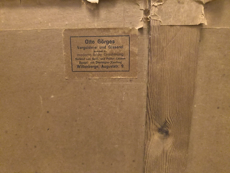 Bäuerliches Ölgemälde Bäuerin mit Kühen auf der Wiese an einem Fluß - Bild 3 von 3