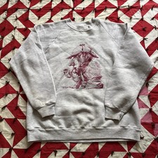 Vintage Sherlock Holmes Big Head Graphic Crewneck Mens XL Gray Stained Worn