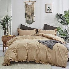 s Comforter Set 3Pcs Farmhouse Bedding Comforter Sets Tan Full Champagne Ruffle